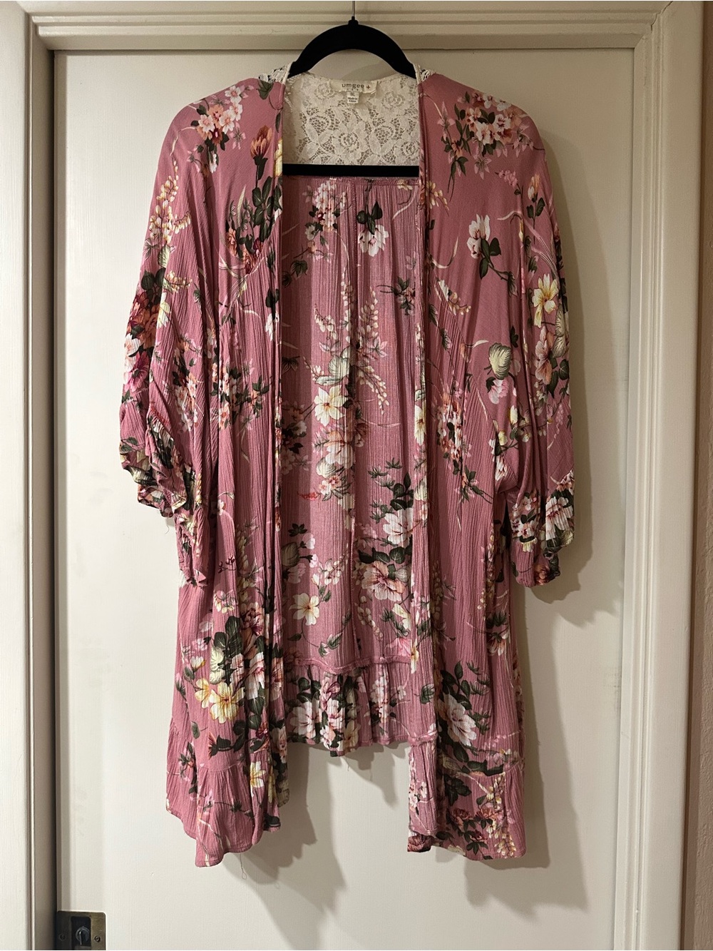 Umgee Rose Pink Floral Kimono Cardigan